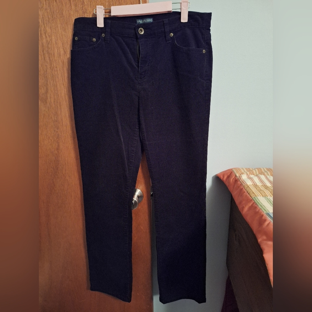 Lauren Jeans Company Ralph Lauren Women Black Corduroy Pants Straight Leg Size 8